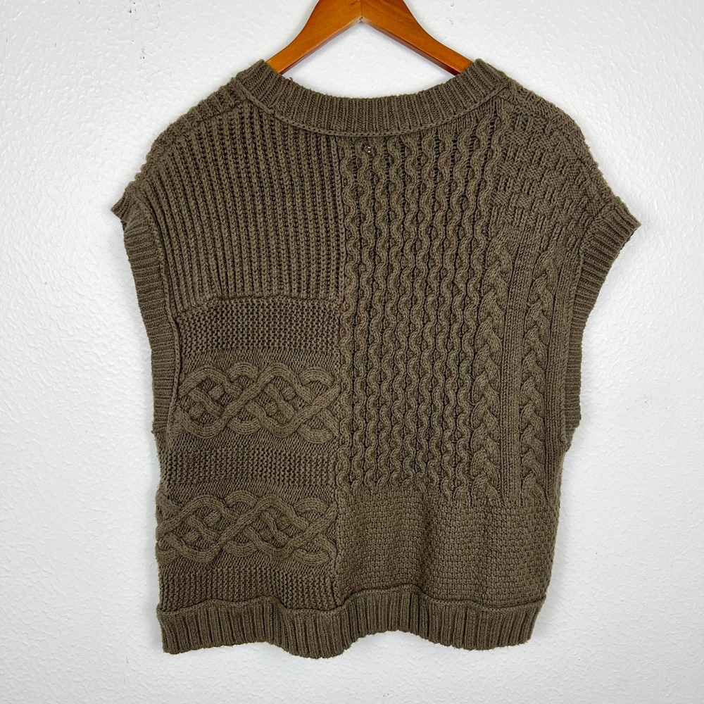 Madewell Patchwork Cable Knit Top Large Granola E… - image 2